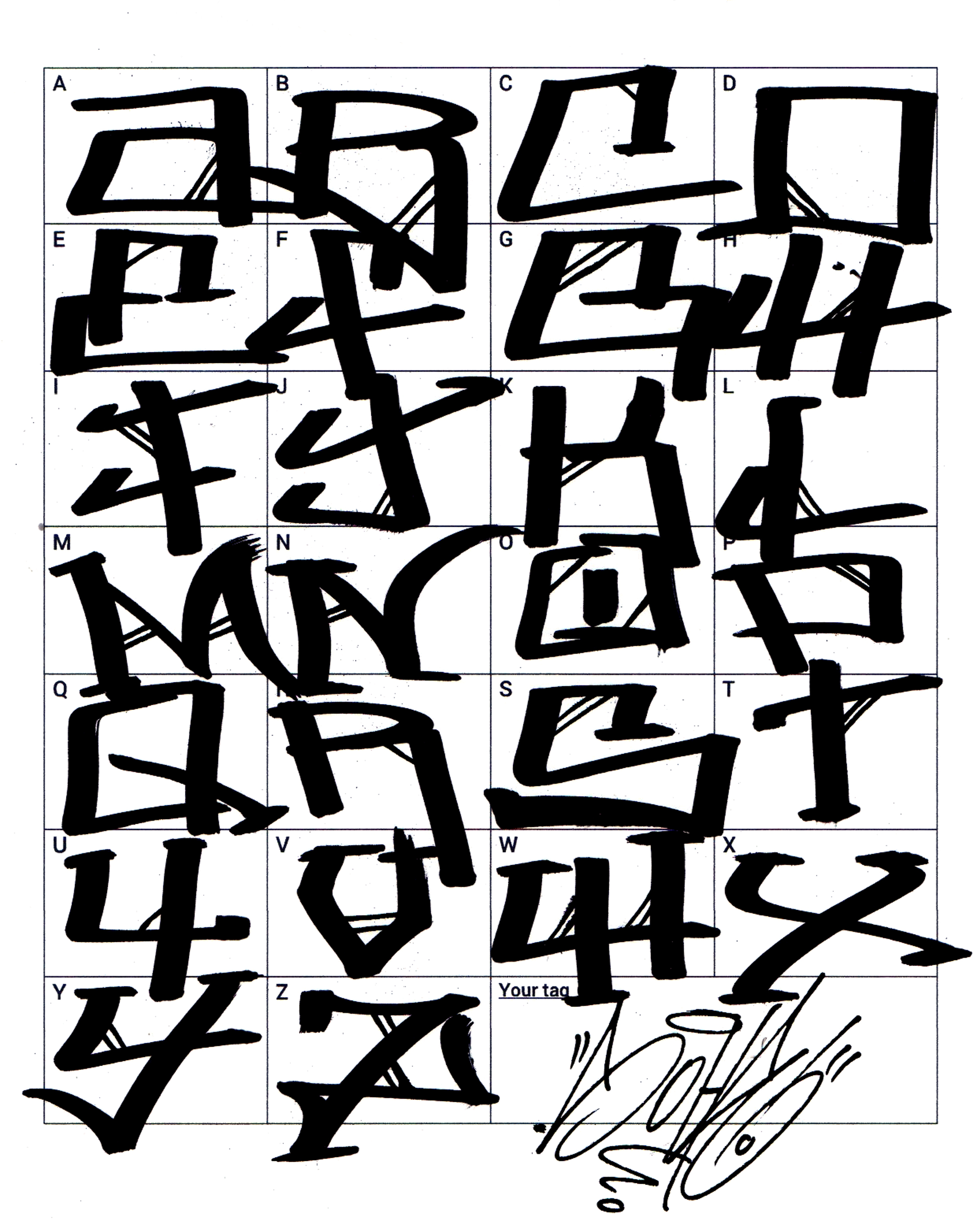 different graffiti styles alphabet